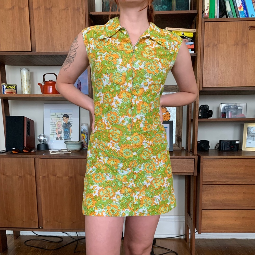 60s 70s Vintage Mini Floral Dress